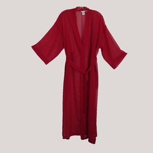 Cerie Long Red Sheer Polyester Robe Dressing Gown Peignoir Negligee Size L/XL